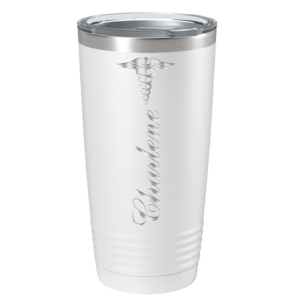 Personalized Nurse Laser Engraved 20oz Tumbler - White Matte