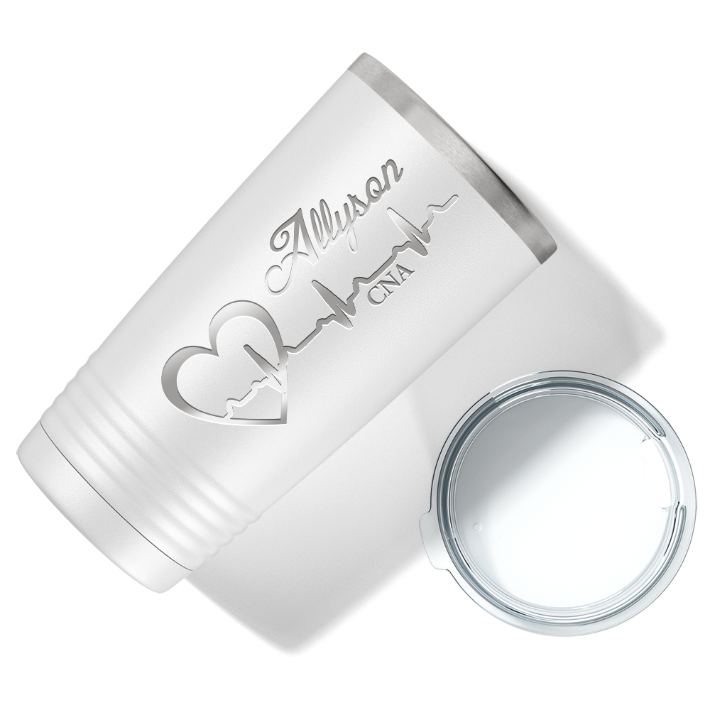 Personalized Nurse Laser Engraved 20oz Tumbler - White Matte