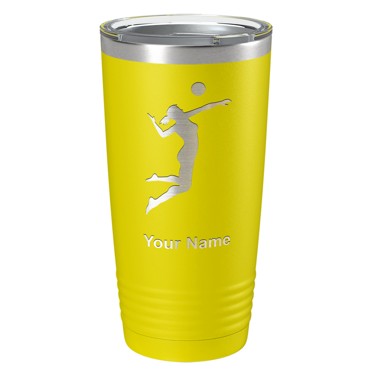 Personalized Volleyball Player Silhouette Laser Engraved on Stainless Steel Volleyball Tumbler