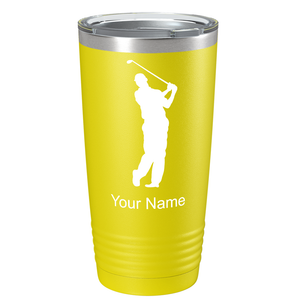 Golf Player Silhouette on Stainless Steel Golf Tumbler