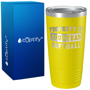 Personalized Property of Your Team Softball on 20oz Tumbler