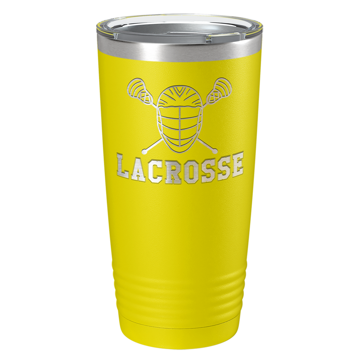 Lacrosse Mask and Sticks Laser Engraved on Stainless Steel Lacrosse Tumbler