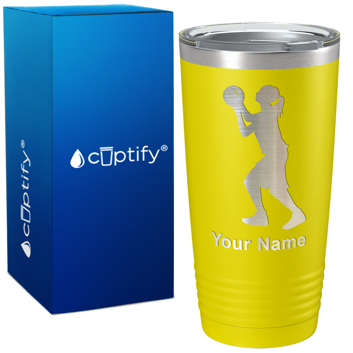 Personalized Girl Shooting Basketball on 20oz Tumbler