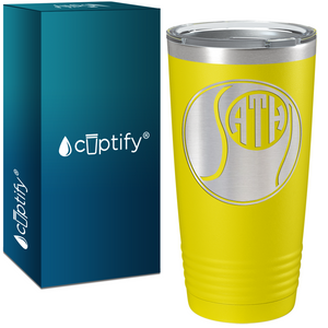 Personalized Monogrammed Tennis Ball Laser Engraved on Stainless Steel Tennis Tumbler