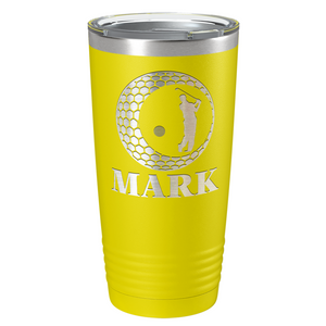 Personalized Golfer in Ball Laser Engraved on Stainless Steel Golf Tumbler