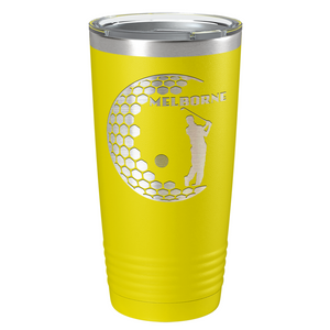 Personalized Golfer in Half Ball Laser Engraved on Stainless Steel Golf Tumbler