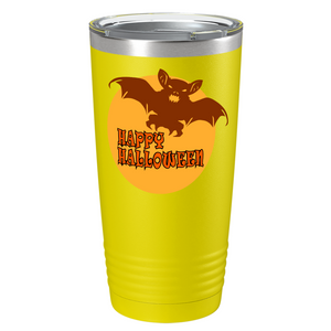 Happy Halloween Flying Bat on Stainless Steel Halloween Tumbler