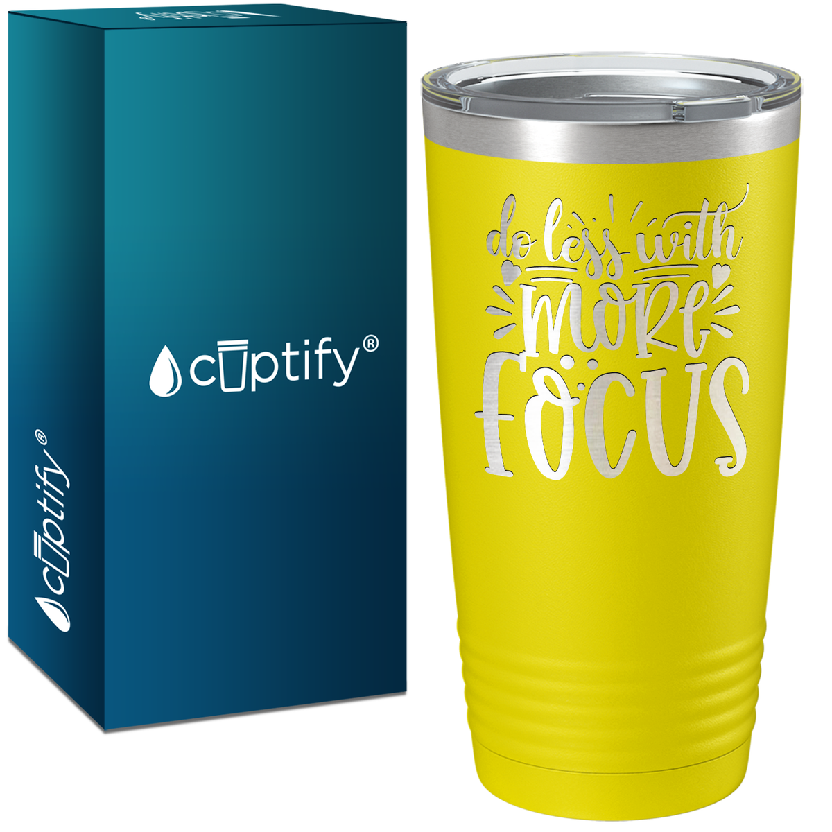 Do Less With More Focus Laser Engraved on Stainless Steel Motivational Tumbler