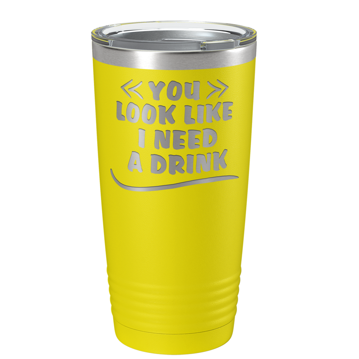 You Look Like I Need Drink on Yellow 20 oz Stainless Steel Ringneck Tumbler