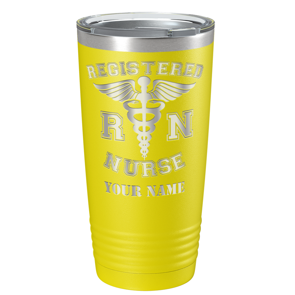 Personalized Nurse Laser Engraved 20oz Tumbler - Yellow Matte
