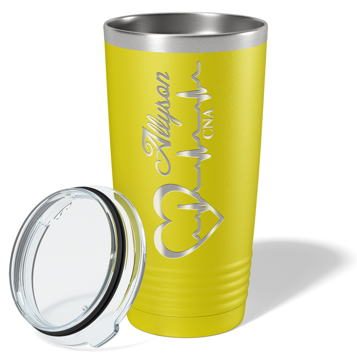 Personalized Nurse Laser Engraved 20oz Tumbler - Yellow Matte