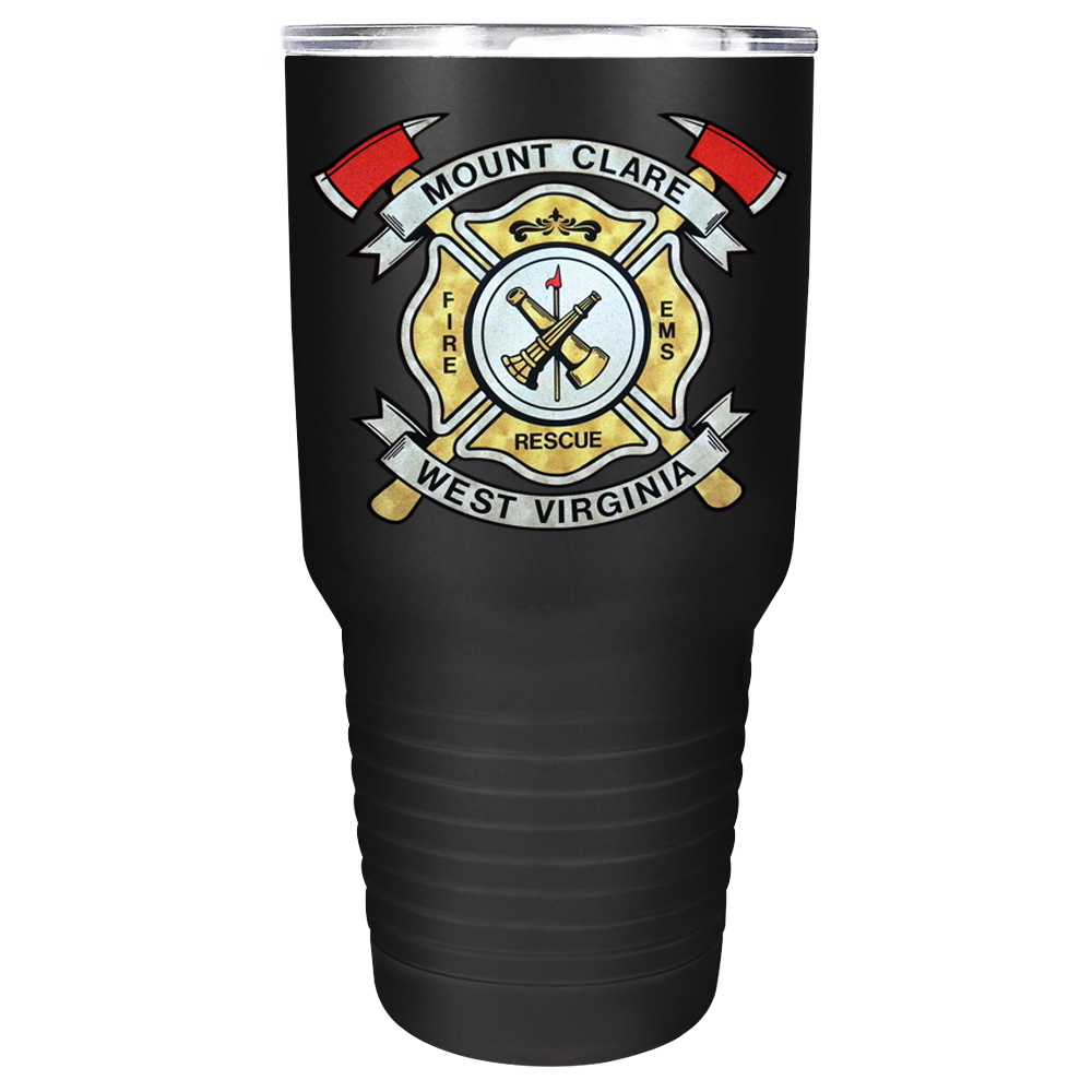Mount Clare Fire Department on Black 30 oz Tumbler