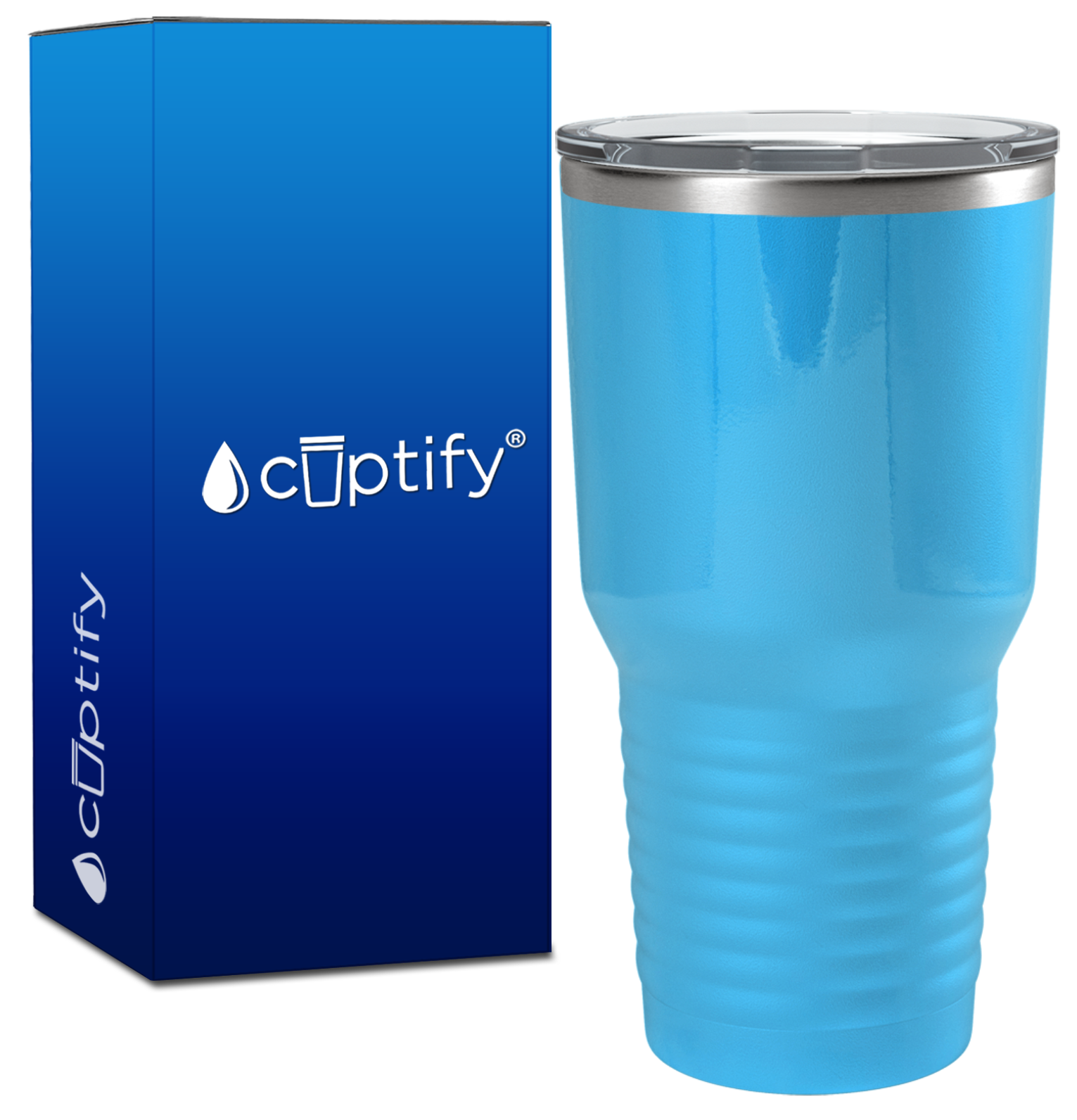 Custom Laser Engraved 30oz Aqua Blue Gloss Stainless Steel Tumbler