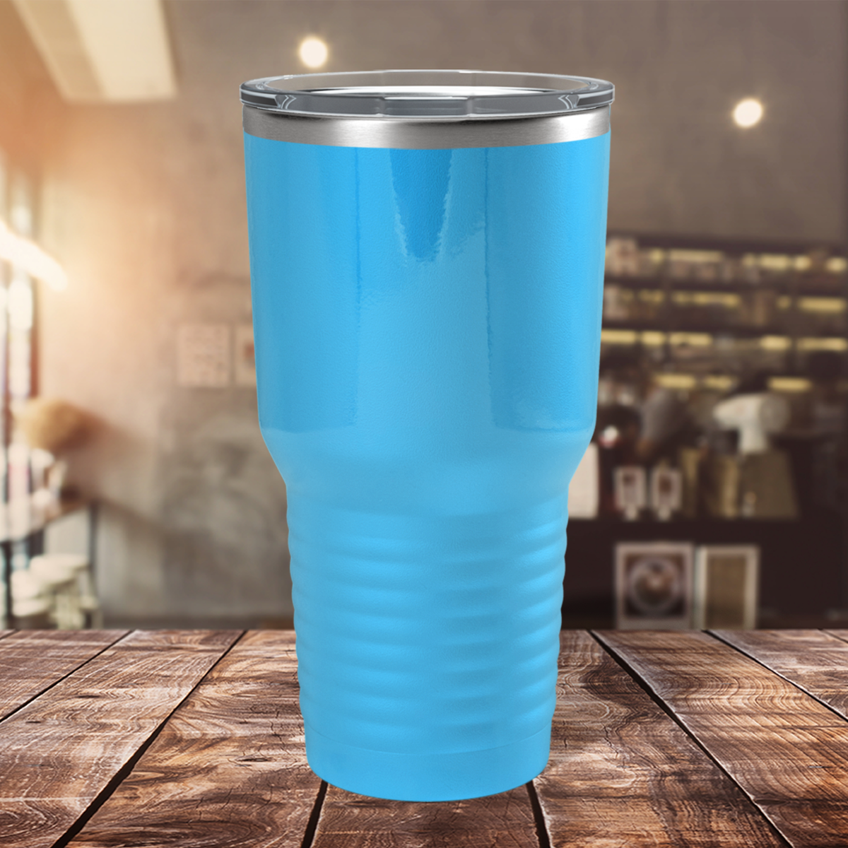 Custom Laser Engraved 30oz Aqua Blue Gloss Stainless Steel Tumbler