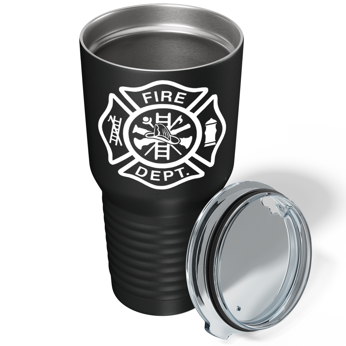 Fire Department Badge on Black 30oz Firefighter Tumbler