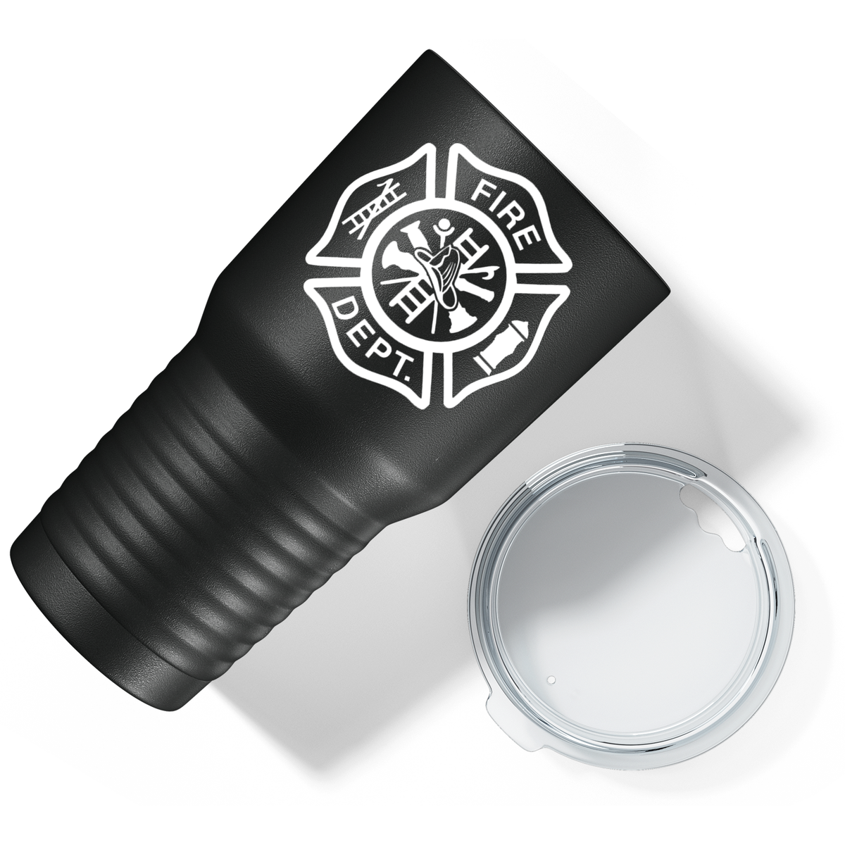 Fire Department Badge on Black 30oz Firefighter Tumbler