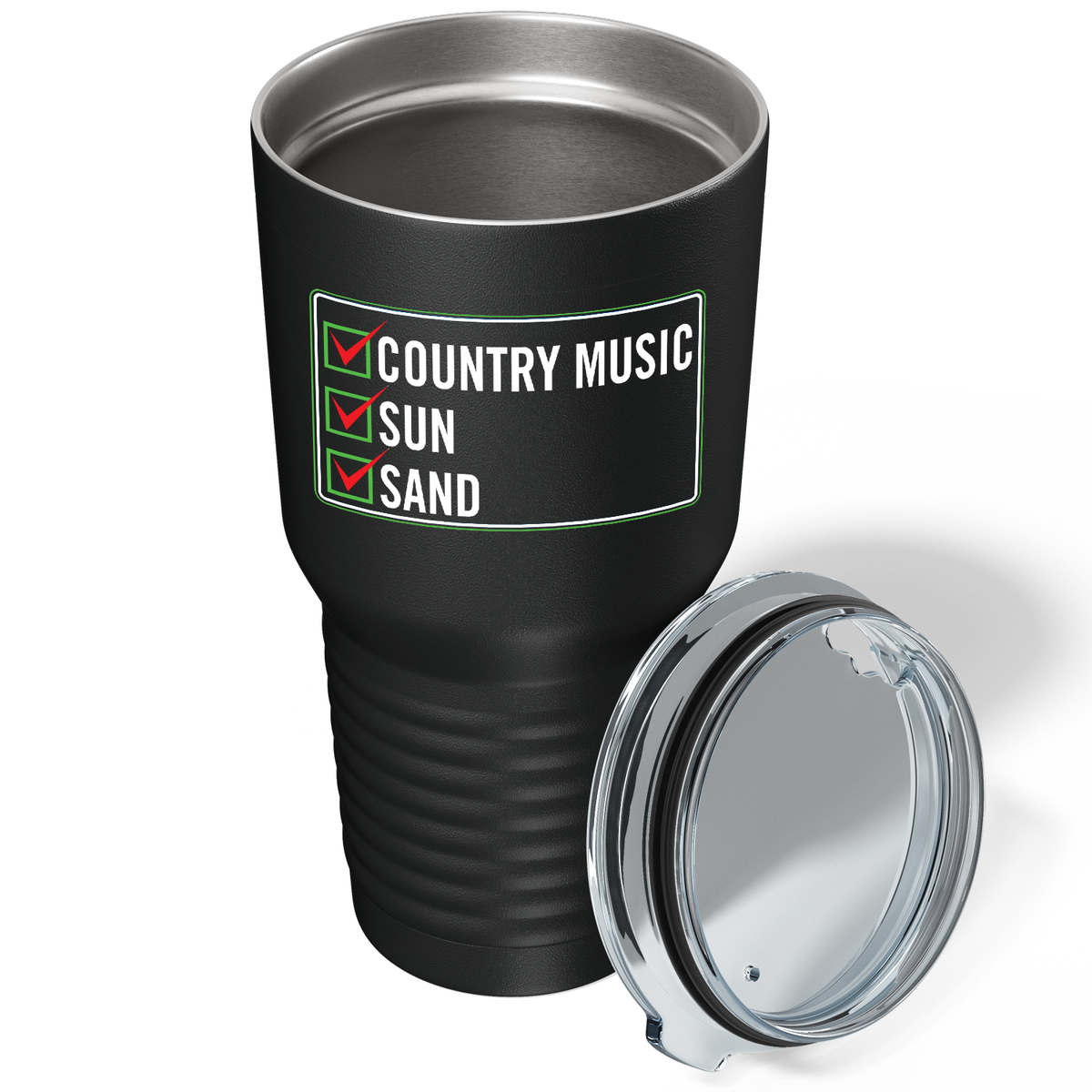 Country Music Sun Sand on Black 30 oz Stainless Steel Tumbler