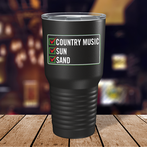 Country Music Sun Sand on Black 30 oz Stainless Steel Tumbler