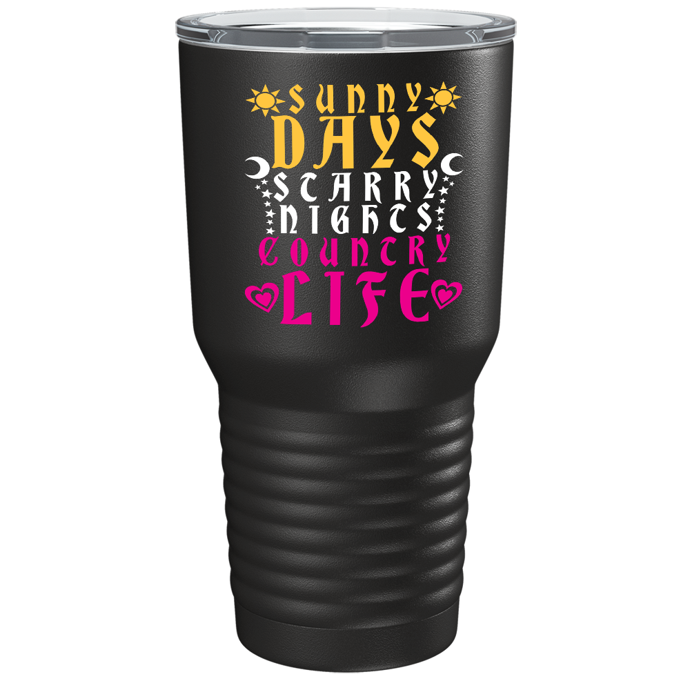 Sandy Days Starry Nights on Black 30 oz Stainless Steel Tumbler