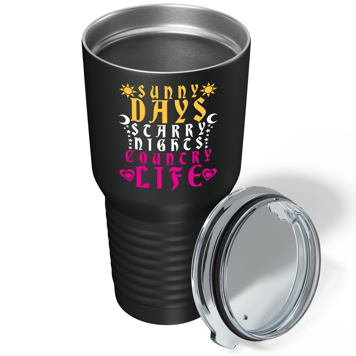 Sandy Days Starry Nights on Black 30 oz Stainless Steel Tumbler