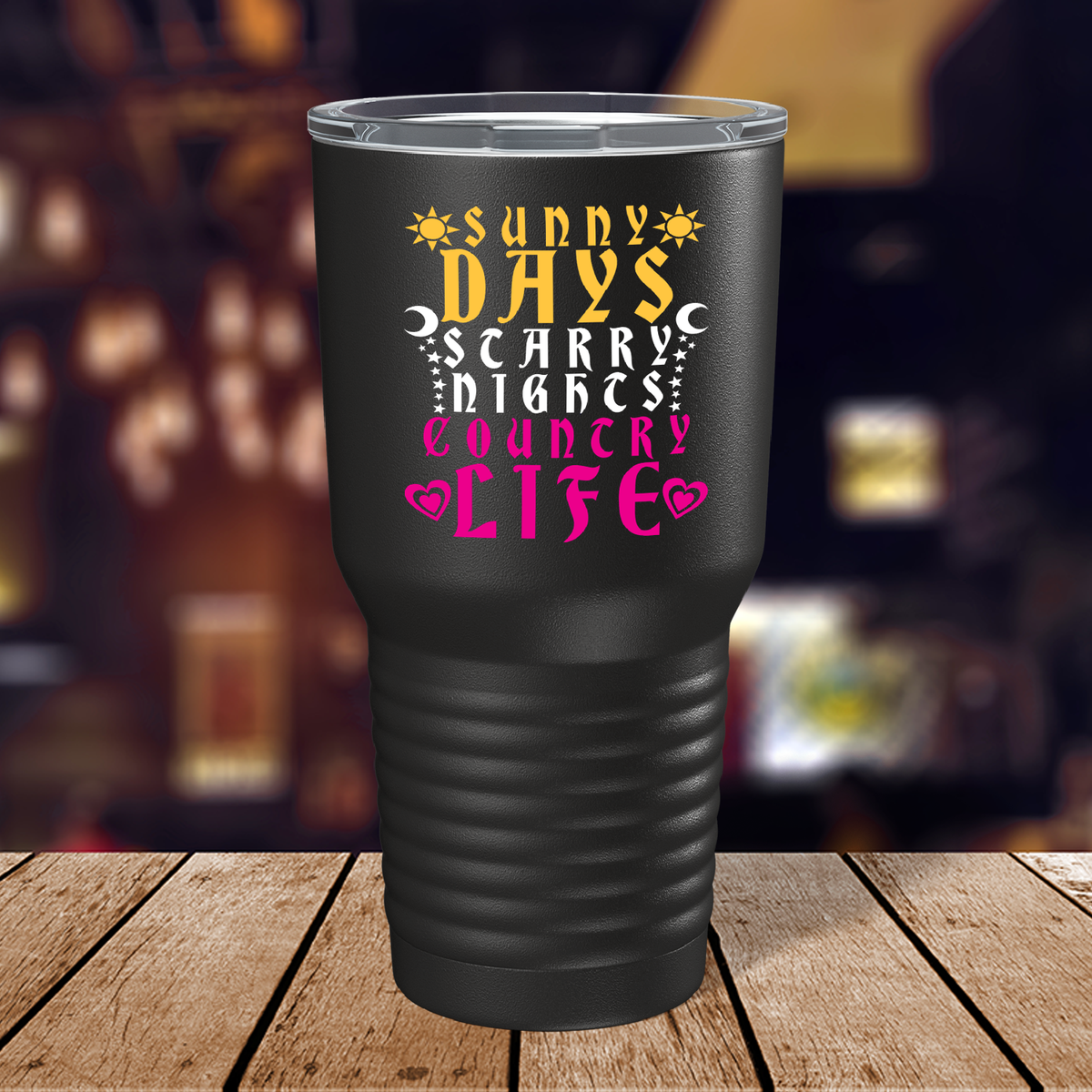 Sandy Days Starry Nights on Black 30 oz Stainless Steel Tumbler