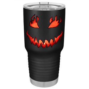 Creep Fiery Smile on Stainless Steel Halloween Tumbler