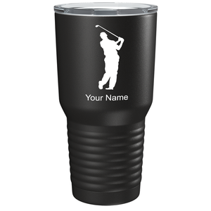 Golf Player Silhouette on Stainless Steel Golf Tumbler