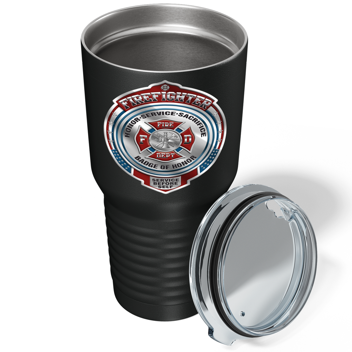 Firefighter Badge of Honor on Black 30oz Firefighter Tumbler