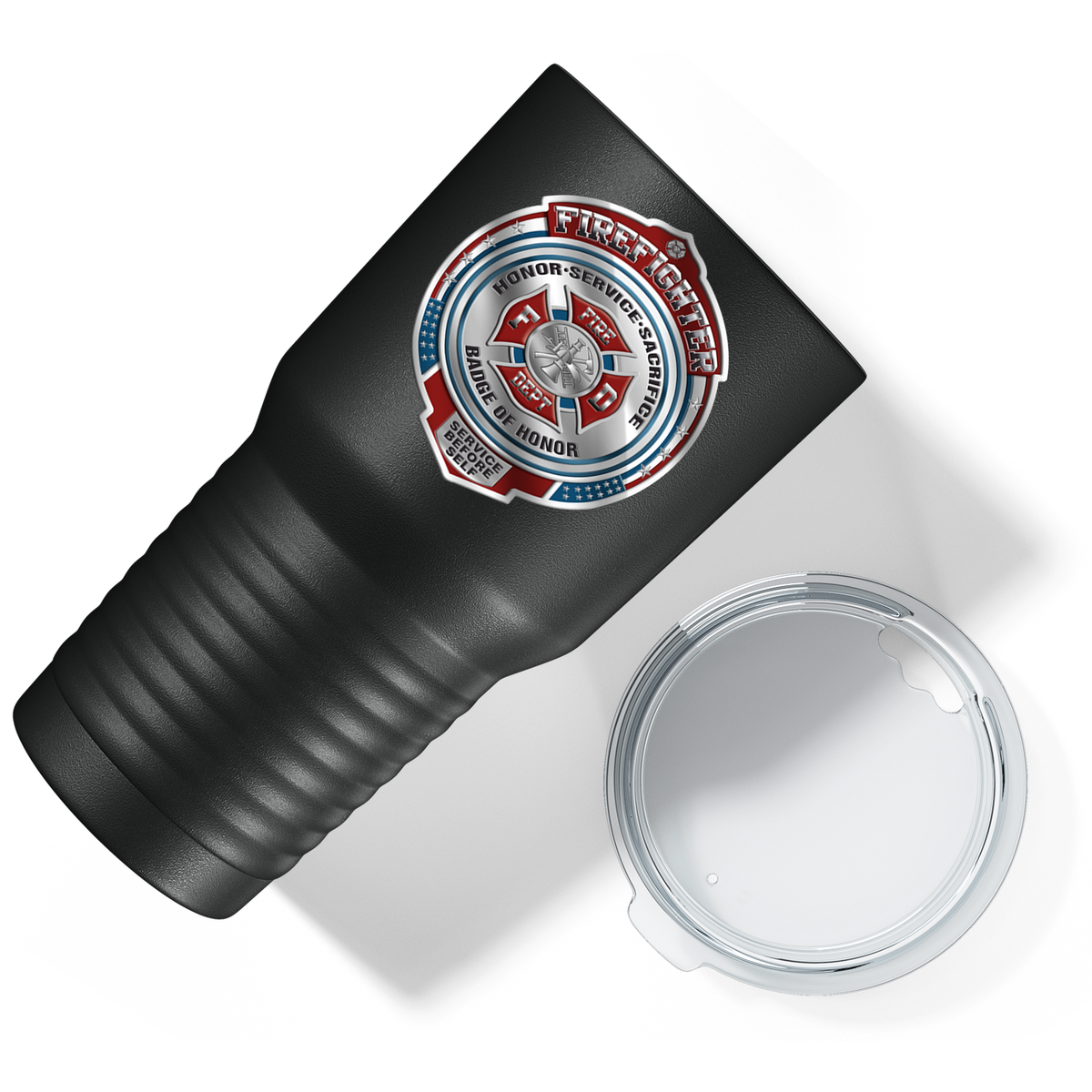 Firefighter Badge of Honor on Black 30oz Firefighter Tumbler