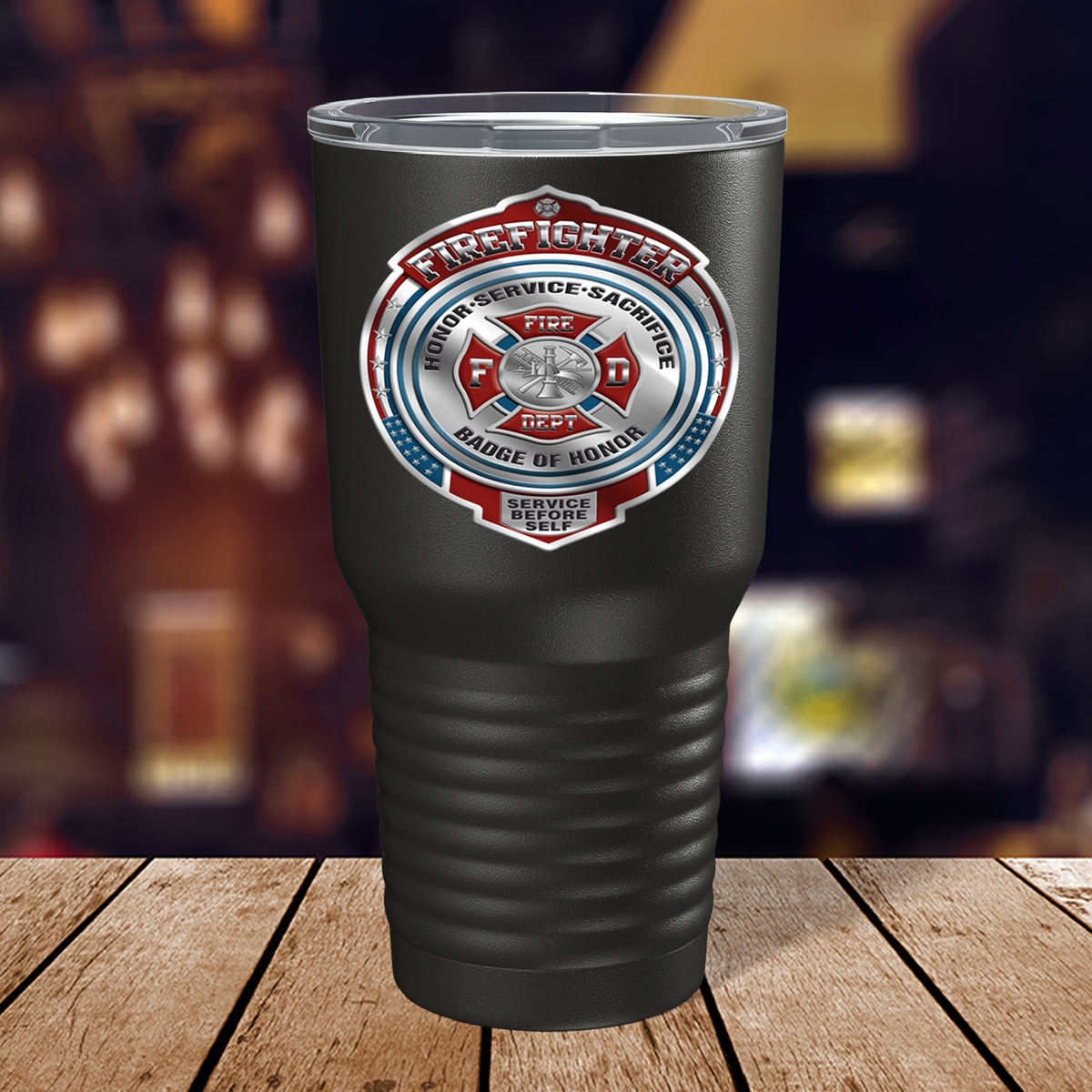 Firefighter Badge of Honor on Black 30oz Firefighter Tumbler