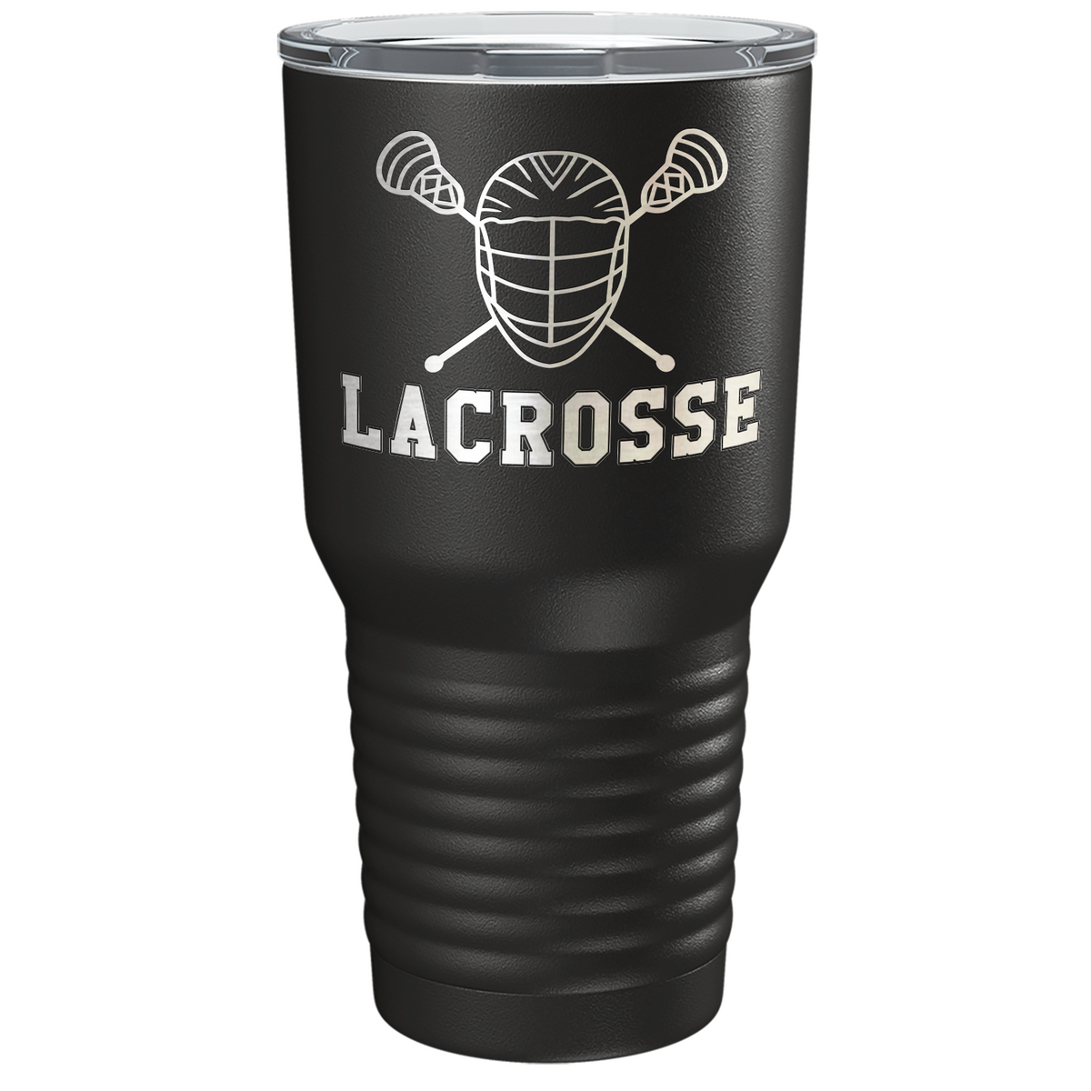 Lacrosse Mask and Sticks Laser Engraved on Stainless Steel Lacrosse Tumbler