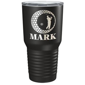 Personalized Golfer in Ball Laser Engraved on Stainless Steel Golf Tumbler