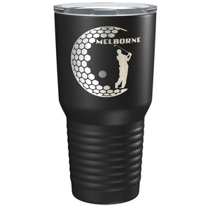 Personalized Golfer in Half Ball Laser Engraved on Stainless Steel Golf Tumbler