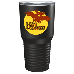 Happy Halloween Flying Bat on Stainless Steel Halloween Tumbler