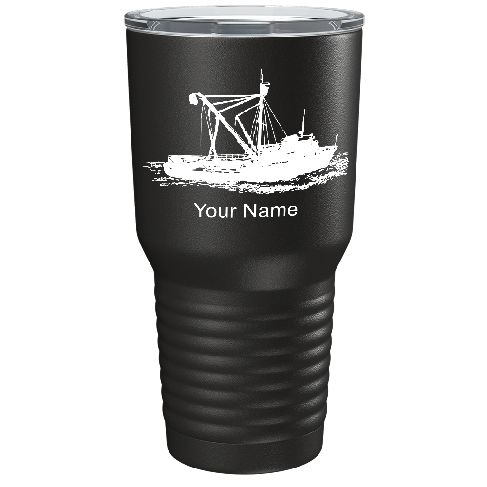 Fishing Boat on Stainless Steel Fishing Tumbler