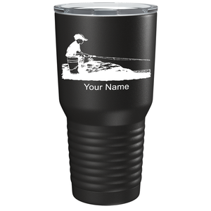 Little Boy Fishing on Stainless Steel Fishing Tumbler