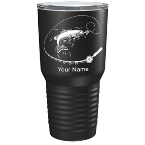 Fishing Poll with Fish on Stainless Steel Fishing Tumbler