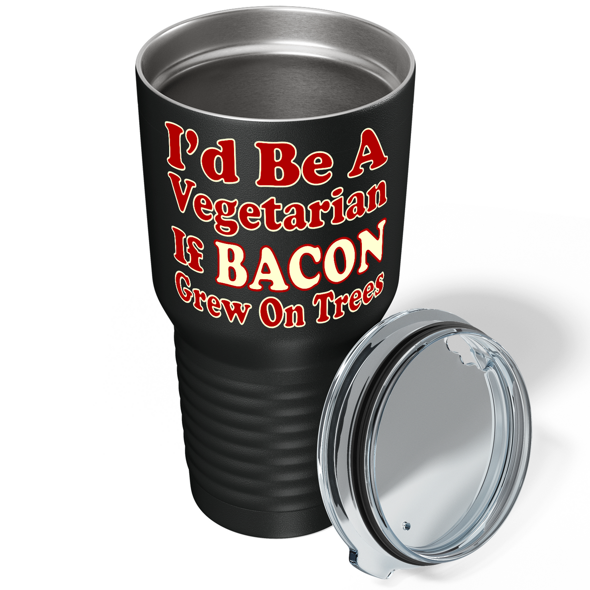 I'd Be a Vegetarian if Bacon Grew on Black 30oz Bacon Tumbler