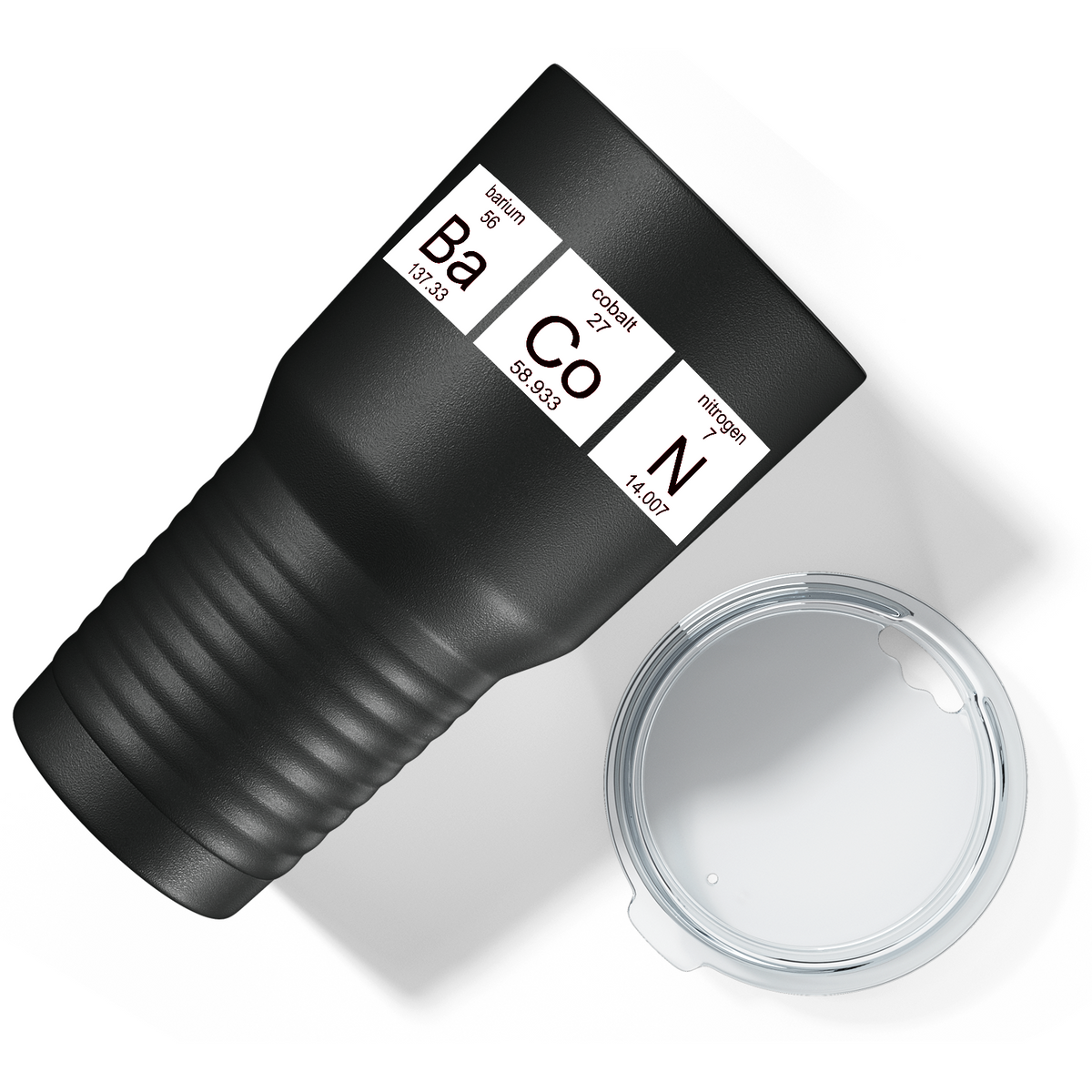Bacon Periodic Table on Black 30oz Bacon Tumbler