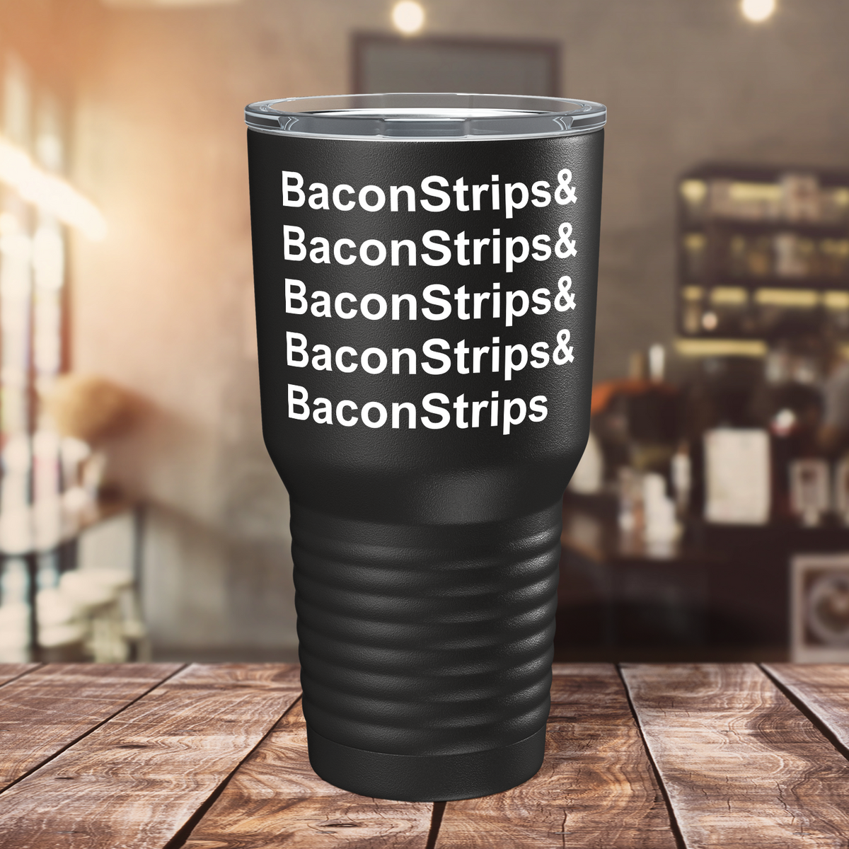Bacon Stripes on Black 30oz Bacon Tumbler