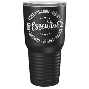 Essential Circle on Black 30 oz Stainless Steel Essential Workers Tumbler