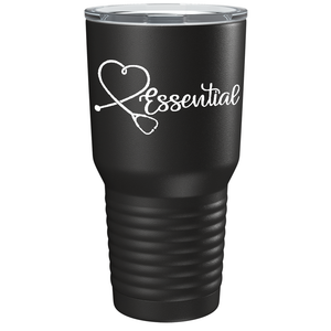 Essential Heart on Black 30 oz Stainless Steel Essential Workers Tumbler