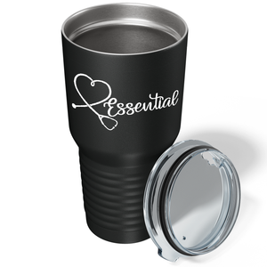 Essential Heart on Black 30 oz Stainless Steel Essential Workers Tumbler