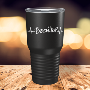 Essential Heartbeat on Black 30 oz Stainless Steel Essential Workers Tumbler