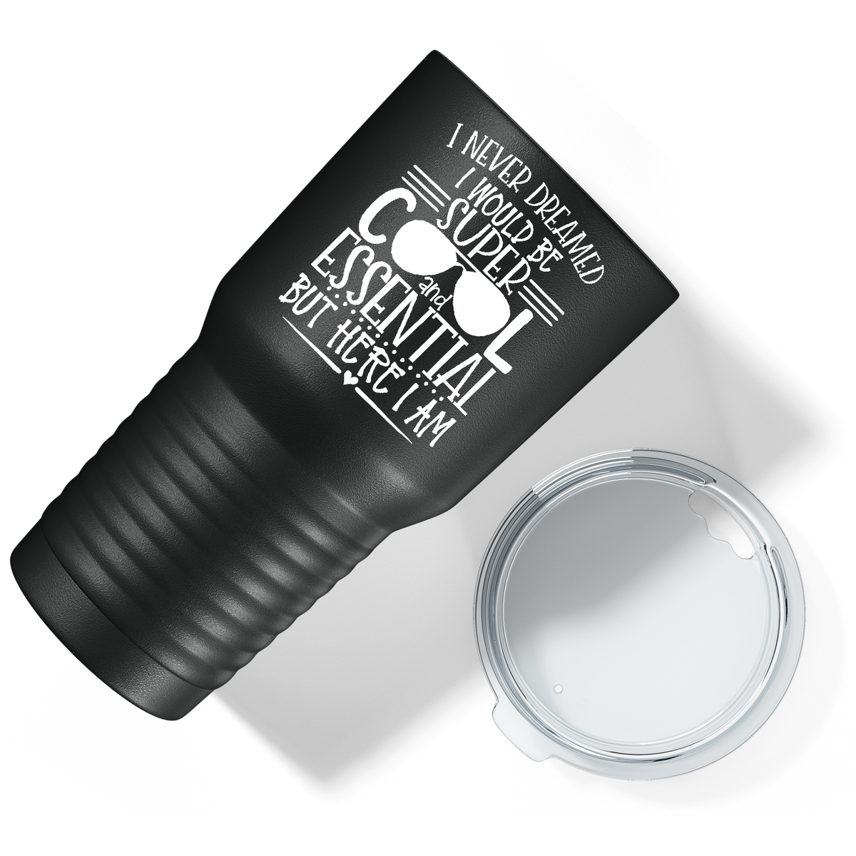 Super Cool Essential on Black 30 oz Stainless Steel Essential Workers Tumbler