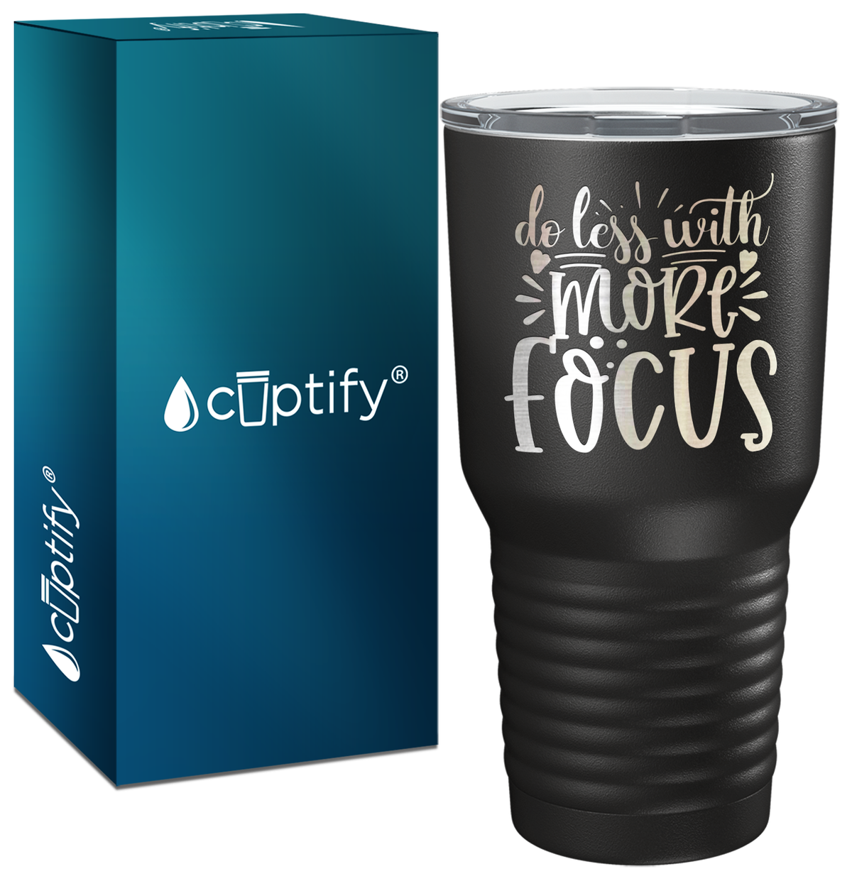 Do Less With More Focus Laser Engraved on Stainless Steel Motivational Tumbler
