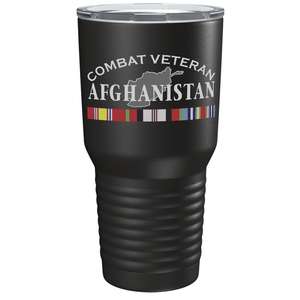 Combat Veteran Afghanistan on Black 30 oz Stainless Steel Tumbler