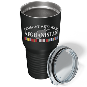 Combat Veteran Afghanistan on Black 30 oz Stainless Steel Tumbler