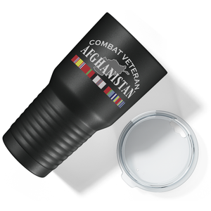Combat Veteran Afghanistan on Black 30 oz Stainless Steel Tumbler