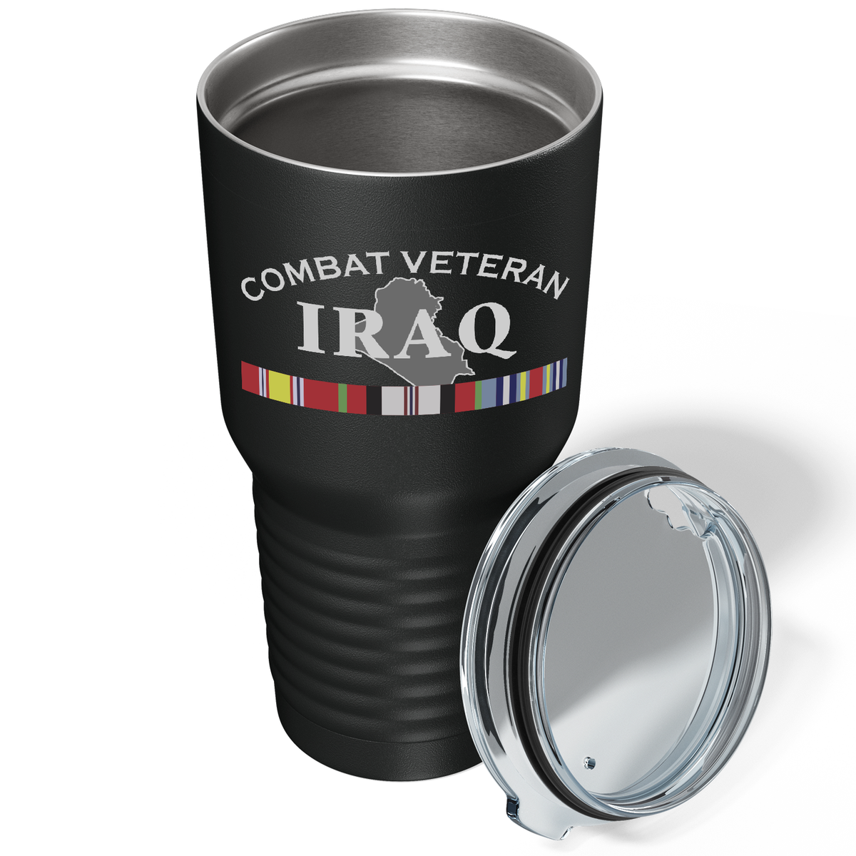 Combat Veteran Iraq on Black 30 oz Stainless Steel Tumbler